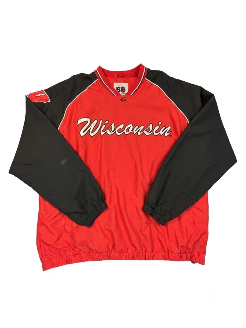 Wisconsin Badgers V-Neck Windbreaker Men XXL Track Jacket 58 Sport G-III Lined
